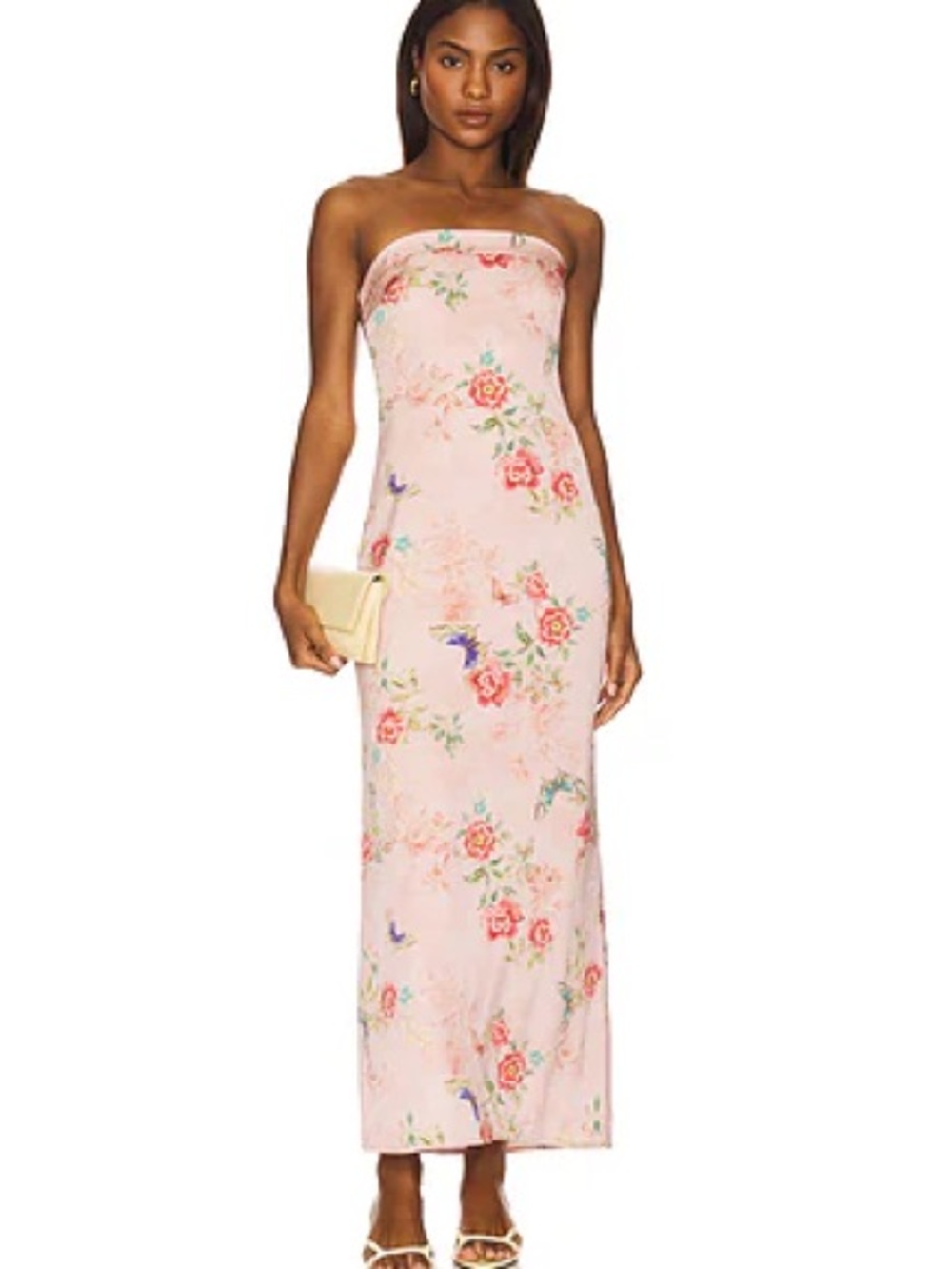 Pink Floral Cowl Neck Maxi Dress
